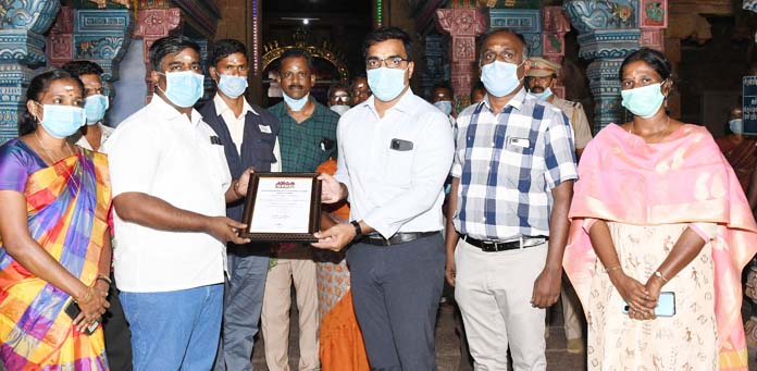  கழுகுமலை கழுகாசலமூர்த்தி கோவில் பிரசாதம்-அன்னதான உணவிற்கு சுகாதார தர சான்றிதழ்