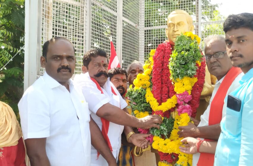  அம்பேத்கர் பிறந்தநாள் : சிலைக்கு மாலை அணிவிப்பு