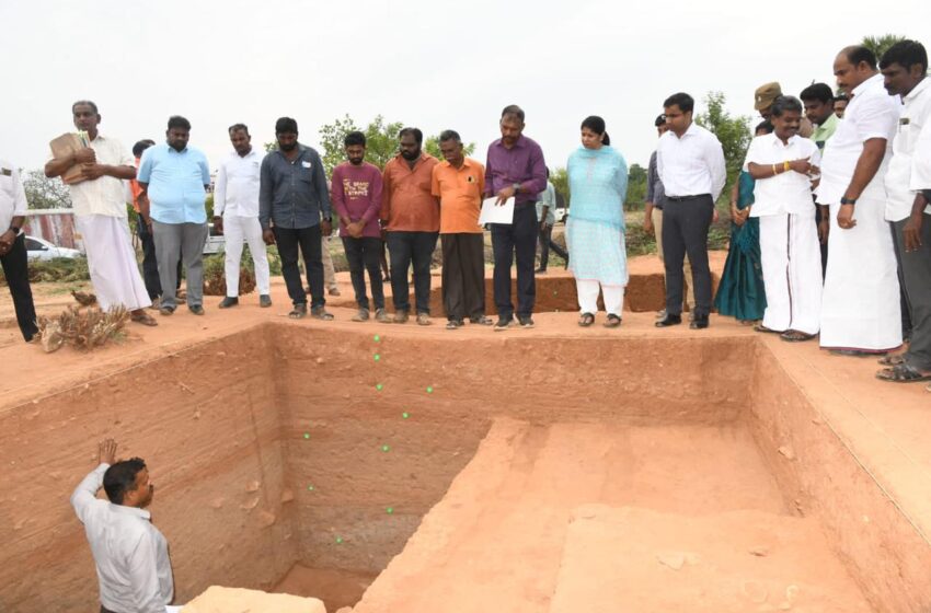  திருக்கோளூர் கிராமத்தில் அகழாய்வு பணிகளை கனிமொழி பார்வையிட்டார்