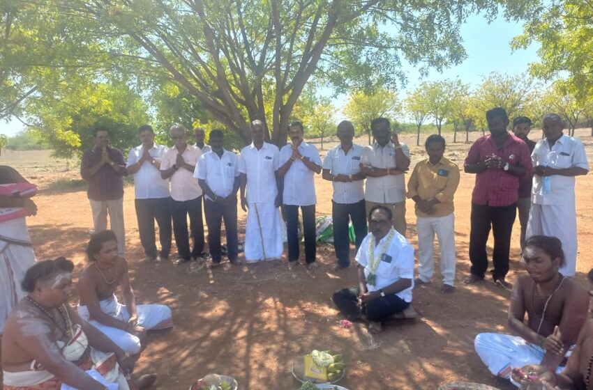  கோவில்பட்டி நாடார் உறவின்முறை சங்கம் சார்பில் பிரமாண்ட திருமண மண்டபம்; பூமி பூஜை நடந்தது  