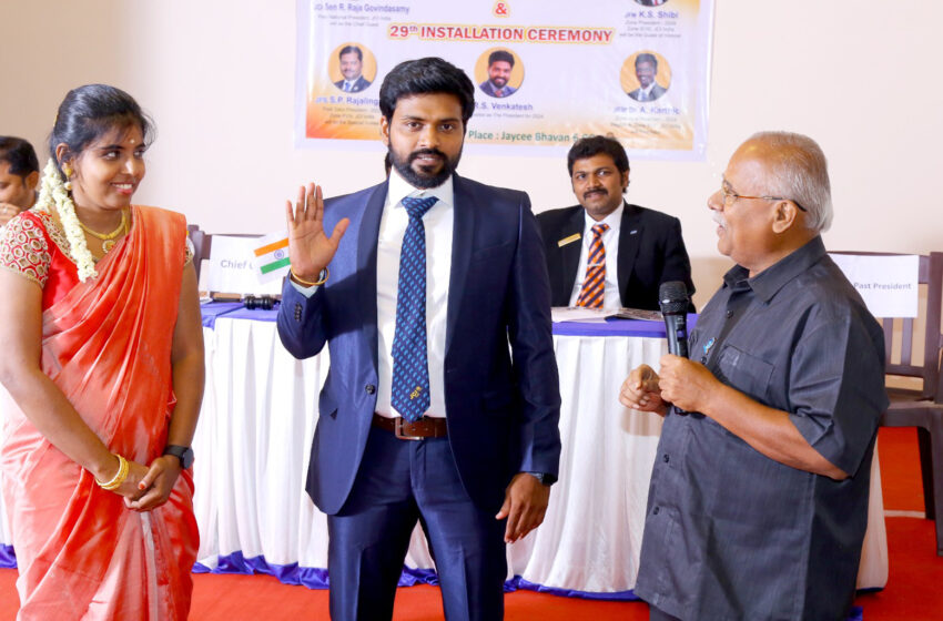  கோவில்பட்டி ஜே.சி.ஐ. புதிய தலைவர் ஆர்.எஸ்.வெங்கடேஷ், நிர்வாகிகள் பதவி ஏற்றனர்