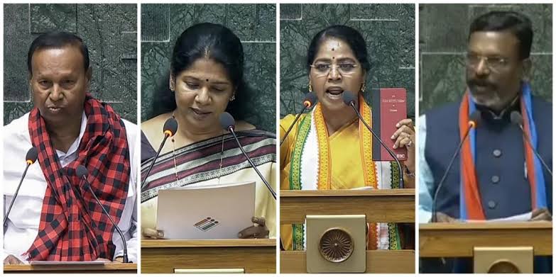  தமிழக எம்பிக்கள் இன்று பதவி ஏற்பு; திமுகவினர் 13 பேர் ‘உதயநிதி வாழ்க’ என்றனர் 