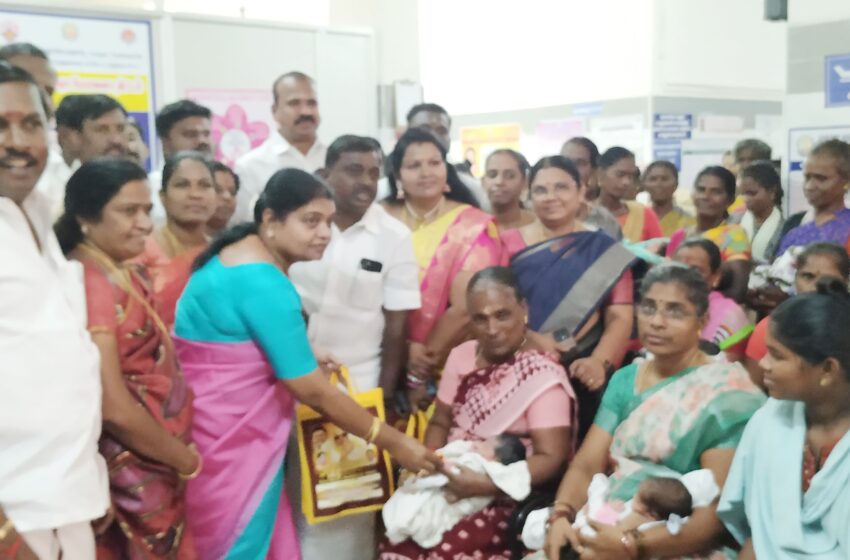  கோவில்பட்டியில் 14 குழந்தைகளுக்கு  தங்க மோதிரம்;கீதா ஜீவன் அணிவித்தார்