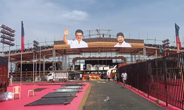  கரூரில் நாளை திமுக முப்பெரும் விழா; பிரமாண்ட ஏற்பாடு