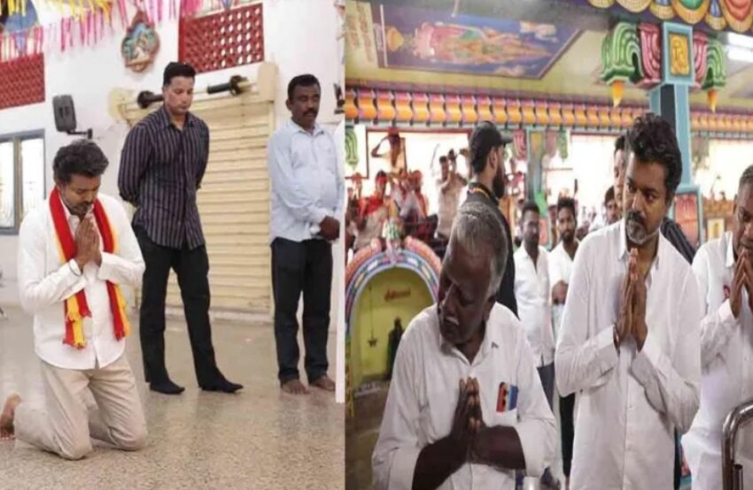  திருச்சி அந்தோணியார் தேவாலயத்தில் மண்டியிட்டு விஜய் பிரார்த்தனை