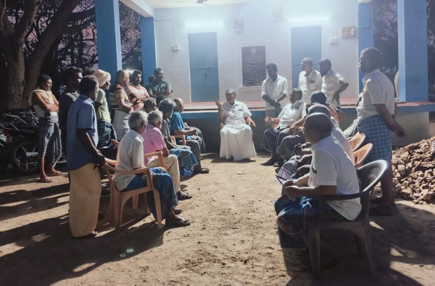  தேர்தலை புறக்கணித்த கிராம மக்களுடன் இந்து முன்னணி மாநில நிர்வாகி சந்திப்பு