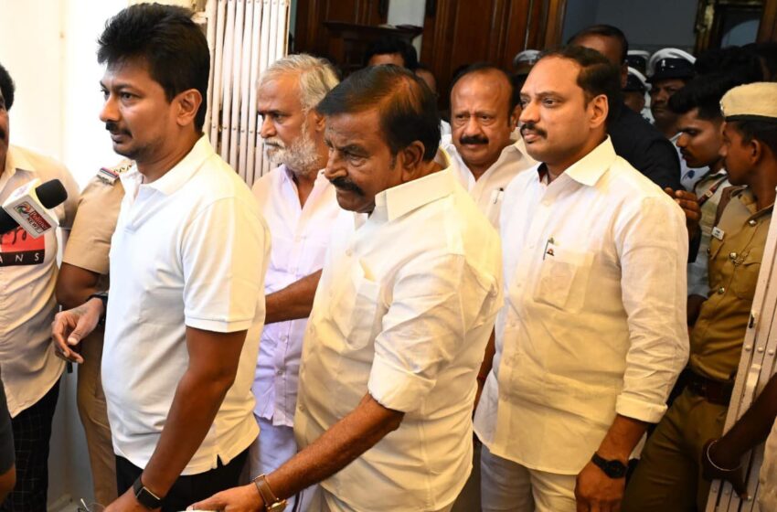  பிளவுபட்ட அதிமுக பிரிவினர்  வீட்டுக்கு முதல்-அமைச்சர் சென்றதை மக்கள் விரும்பவில்லை; வெளிநடப்புக்கு  முன் உதயநிதி ஸ்டாலின்  பேச்சு