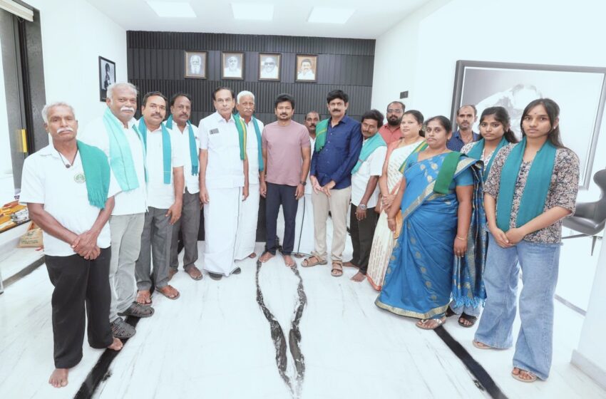  உதயநிதி ஸ்டாலினுடன் விவசாய சங்க பிரதிநிதிகள் சந்திப்பு