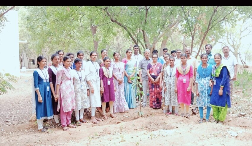  முதியோர் தினம் : கல்லூரி மாணவ, மாணவிகள் மரக்கன்றுகள் நட்டனர் 