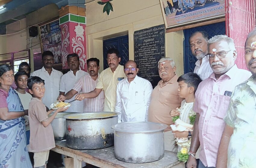  கோவில்பட்டி புதுக்கிராமத்தில் ராகவேந்திரா சேவா அறக்கட்டளை சார்பில் அன்னதானம்